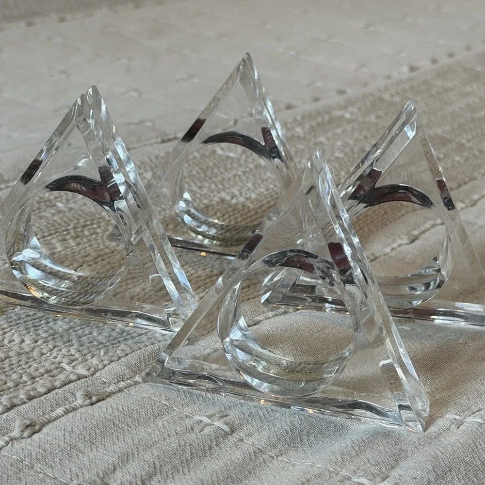 Triangle Lucite Napkin Rings set of 4